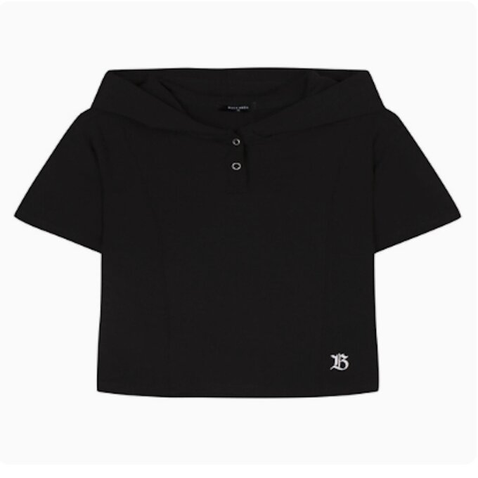 여성 미니쭈리 반오픈 후드 반팔 티셔츠(B252TS514P)-GR