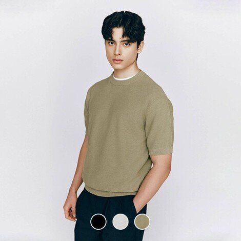 남자 라운드넥 반팔니트스웨터 555270a