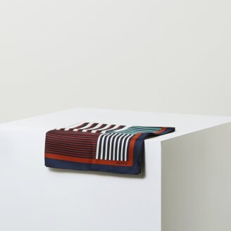 브라운 스트라이프 사각 실크 스카프 HIMU5F802W2