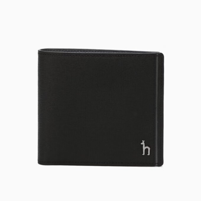 블랙 배색포인트 소가죽 슬림 반지갑[HJWA5F330BK]