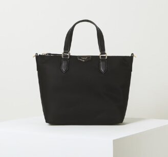 [LILY] 베이직 나일론 레더 콤비 토트백 M HIBA5F301BK