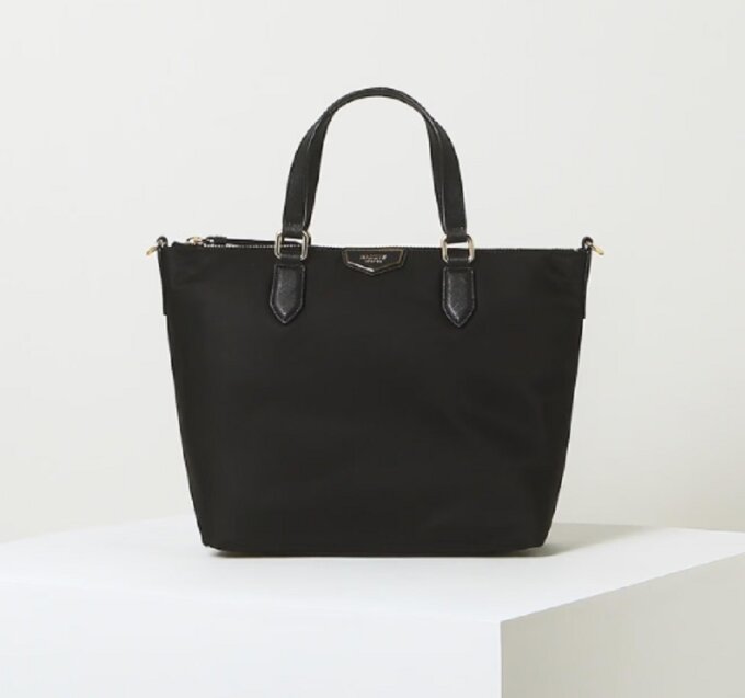 [LILY] 베이직 나일론 레더 콤비 토트백 M HIBA5F301BK