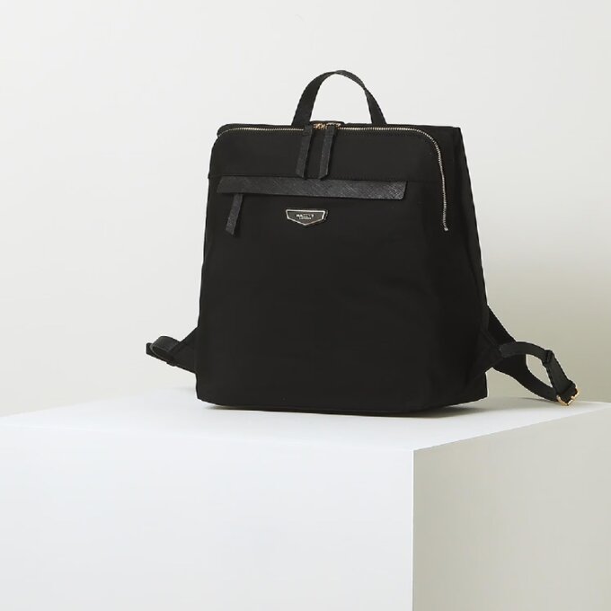 베이직 나일론 레더 콤비 스퀘어 백팩 L[HIBA5F305BK]