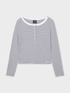 Ribbed Henry Neck T-shirt WHLAF3822F*
