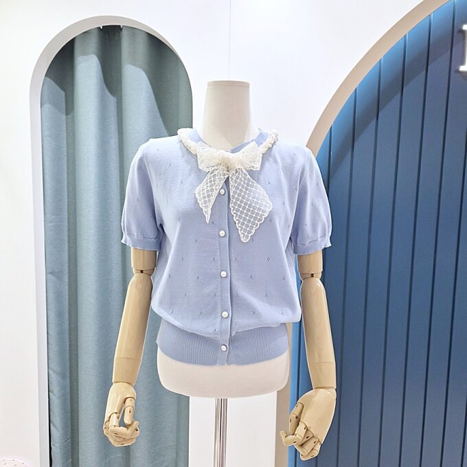 라운드넥 진주레이스리본 가디건 SG07CD100