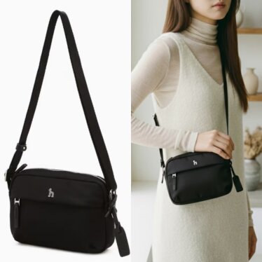 블랙 나일론 로고 크로스백 MINI HJBA5F720BK