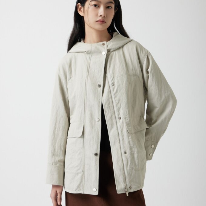 박시핏 후드 점퍼