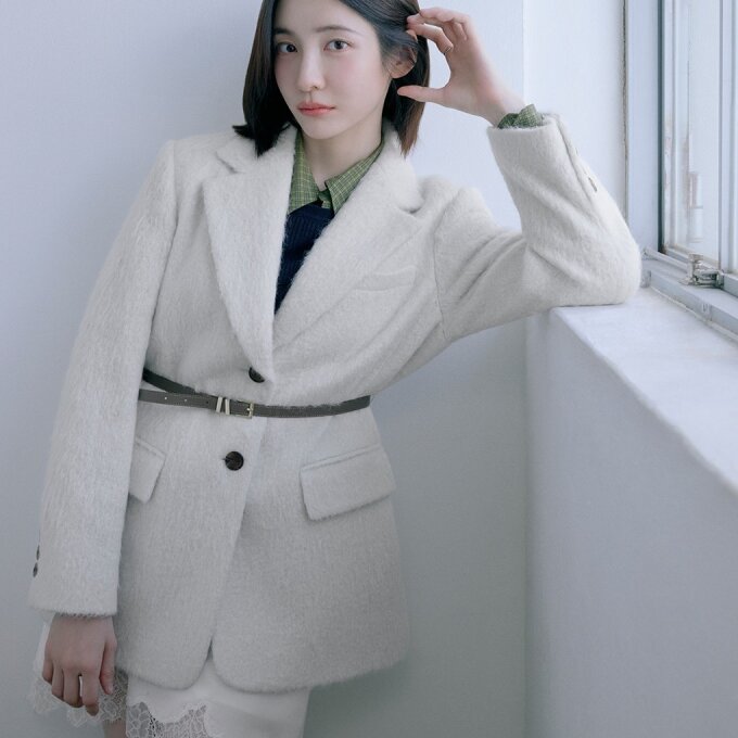 알파카 블렌디드 벨티드 자켓