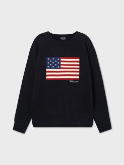[Cali] American Flag Intarsia Pullover/WHKAF4T81U*
