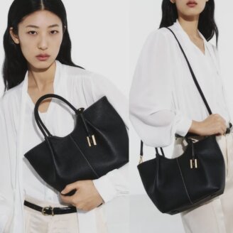 [H-ARCO]아르코 블랙 레더 토트백 M HIBA6E361BK