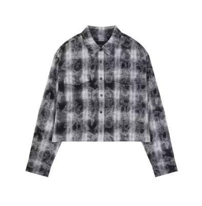 여성 체크 크롭 긴팔 셔츠(B253SH500P)