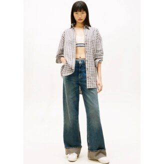 여성 클레어 와이드 턴업 데님 팬츠 T32G0NEW33TWT11BK