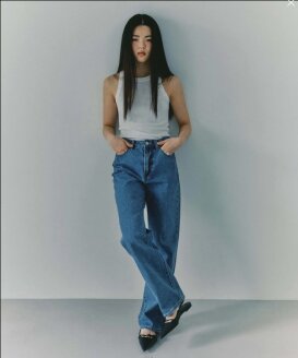 여성 클래식 일자와이드 데님팬츠 PJTF5LGM175