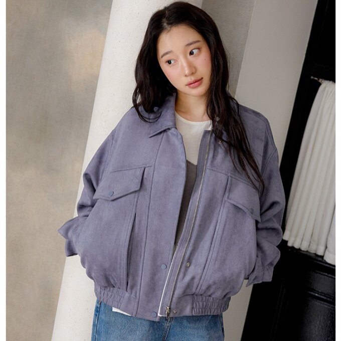 레귤러핏 스웨이드 블루종 점퍼 OL6SJ25900