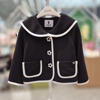 블랙 화이트 배색 자켓 Q61DAK030