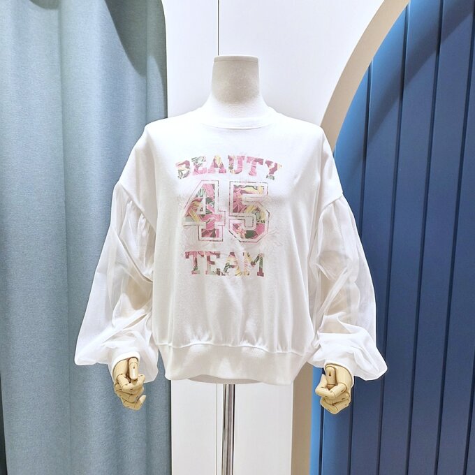 쉬폰 퍼프소매 캐주얼프린팅 티셔츠 SG05TS104