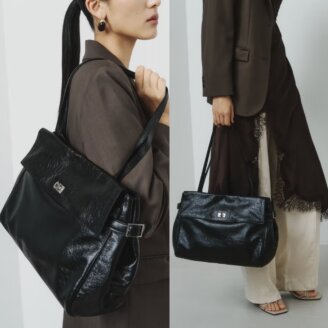 [H-ORA]오라 커뮤트 레더 숄더백 L HIBA6E158BK