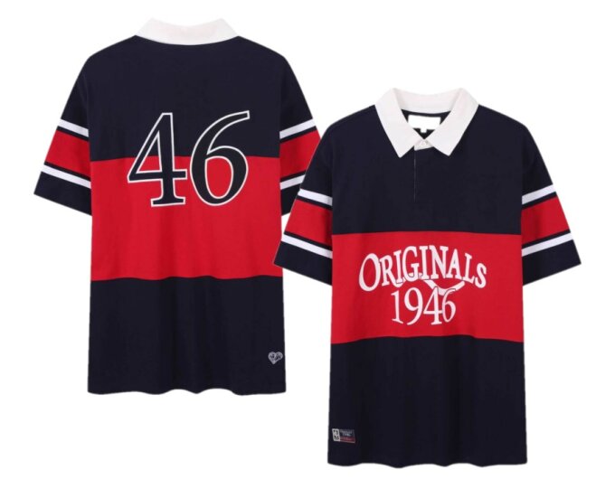 ORIGINALS46 럭비 카라 반팔 티셔츠 (네이비) N262TS150P