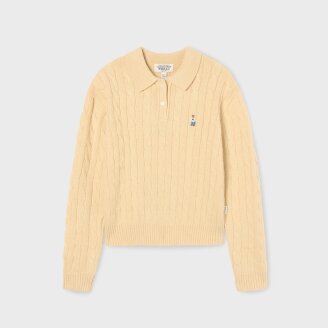 Steve Cable Button Collar Pullover WHKAF4931F*
