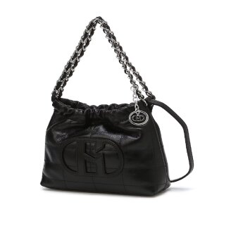 2026Ss블랙 레더 퀼팅 실버체인 호보 숄더백S[HIBA6E543SV]