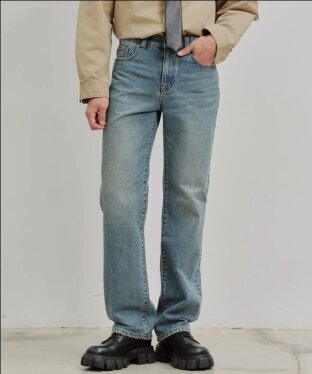 남성 그린 워시드 스트레이트 데님 PJTI5SZM585