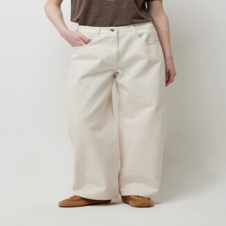 코튼 절개 커브드 데님 팬츠