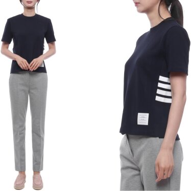 26SS 여성 사선 스트라이프 반팔티셔츠 (FJS207A 00050 415