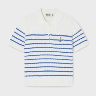 Steve Collar Cable Short Sleeve Sweater/WHKAG2423F