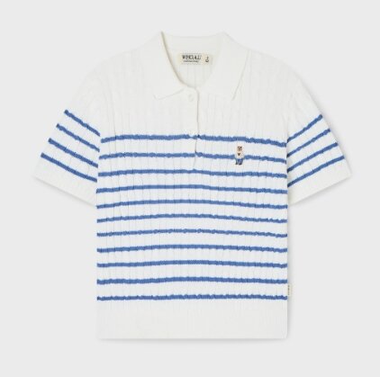 Steve Collar Cable Short Sleeve Sweater/WHKAG2423F