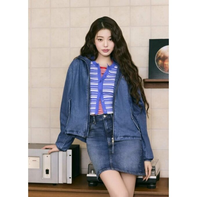 여성 크루넥 스트라이프 가디건 T32G1KCD36TWT1C6H