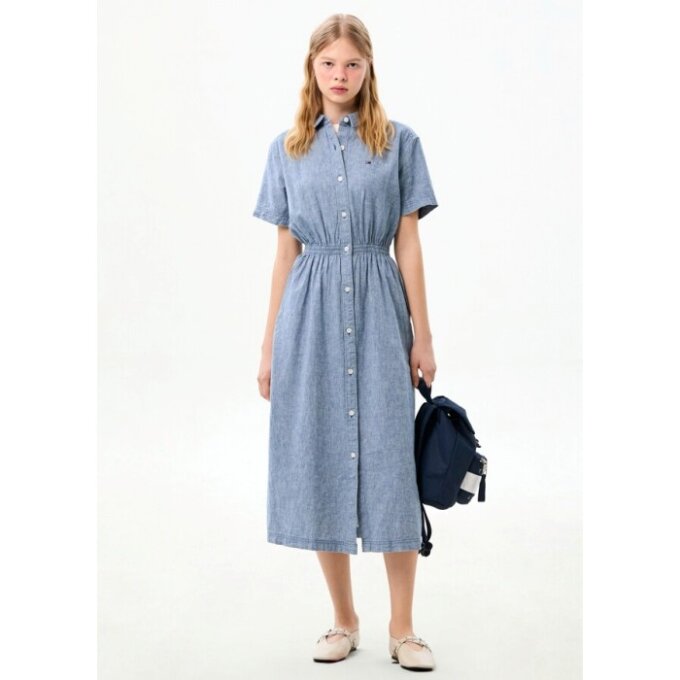 여성 린넨 블렌드 맥시 셔츠 원피스 T32G1WOP35TWT21AB