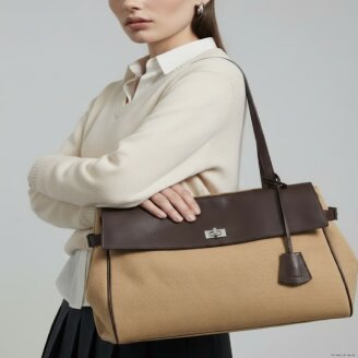 오라 커뮤트 캔버스 레더콤비 숄더백 L /HIBA6E159I2