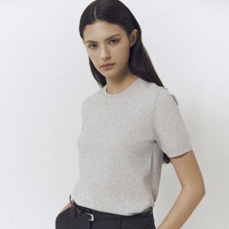 여자 여름 크루넥 반팔 니트 스웨터 652335