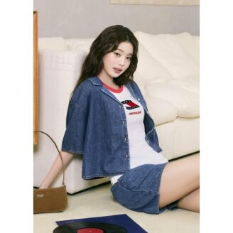 여성 노벨티 링거 티셔츠 T32G1TTO48TWT1YBL