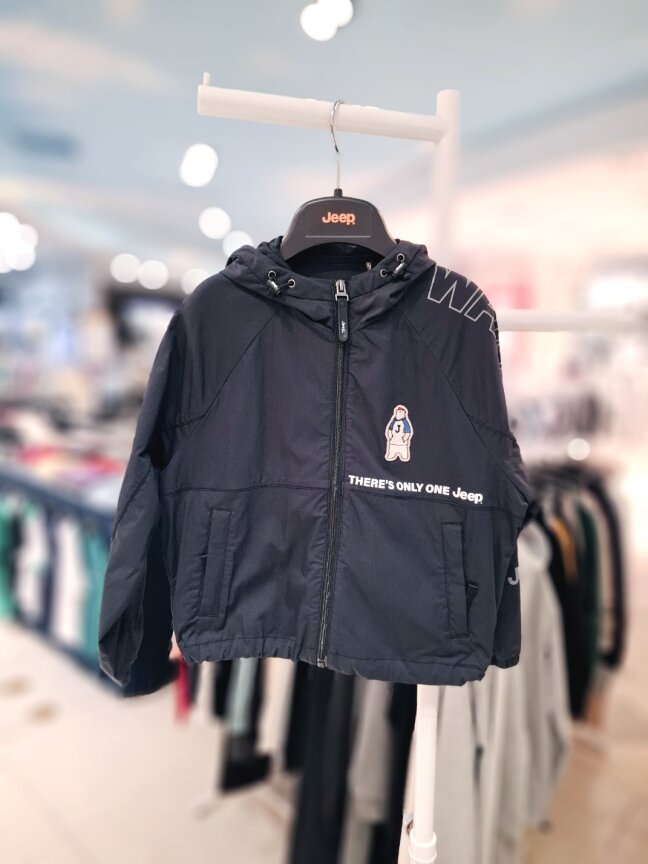 곰와펜 홑겹 바람막이 KP2JPU213 BK