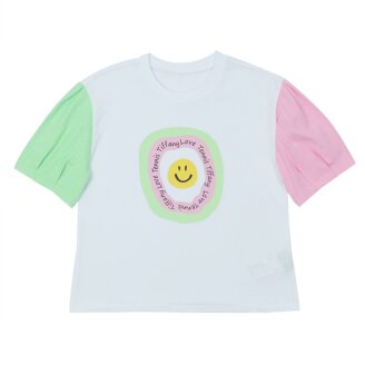 여아 데일리 반팔 스마일 배색 티 T42KST040