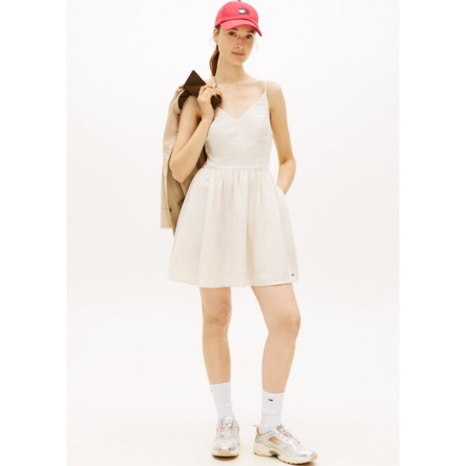 여성 린넨 블렌드 스케이터 드레스 T32G1WOP32TWT10AA