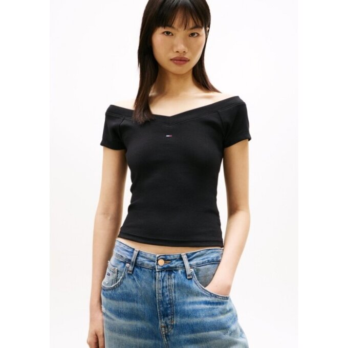 여성 슬림 오프숄더 립 탑 T32G1TTO45TWT1BDS